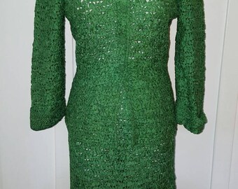 Vintage 1950s Kelly Green Ribbon Suit
