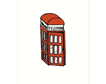 British Theme Print, British Phone Booth Art, Cute London Art, Quirky British Print, Random Object Art Print, Baby Room Decor, Nursery Print