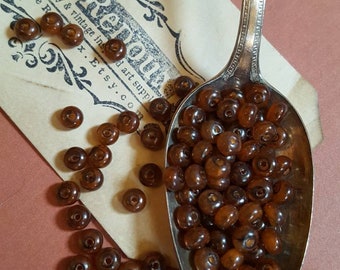 30 glass flat root beer brown beads