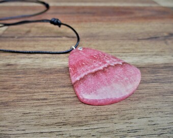 Rhodochrosite Pendant / Large Rhodochrosite Necklace / Pink Stone Pendant / Pink Gemstone Necklace / Rhodochrosite Statement Jewellery