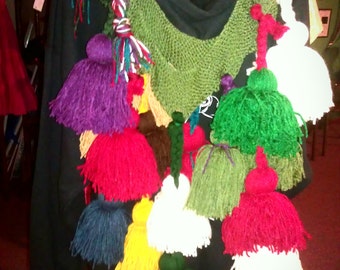 Custom Multi Colored Knitted Tribal Tassel Belt