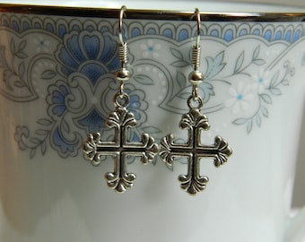 Silver Cross Earrings