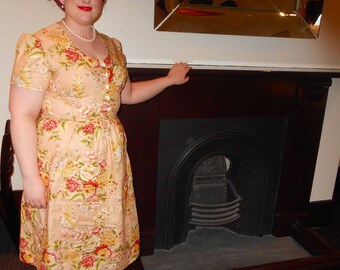 1940s Floral Reproduction Dress