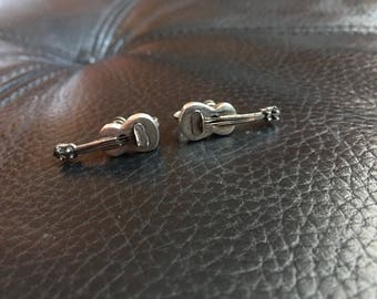 Vintage Sterling Guitar Earrings
