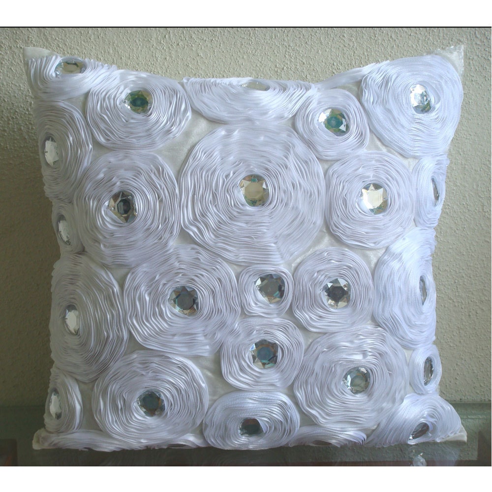 Luxury White Pillow Covers 16x16 Silk Pillows
