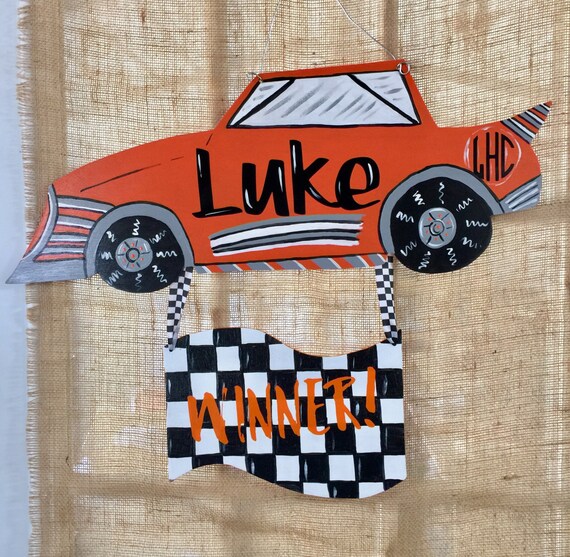 Items similar to Dirt Track Race Car Baby Door Hanger on Etsy