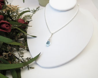 Blue Topaz Pendant Necklace, Blue Gemstone Necklace In Sterling Silver, December Birthstone Necklace, Keira's Crystal Creations