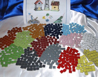 50 pack * of 3/8 inch small Square (1 sided) Glossy CERAMIC Mosaic Tiles. PLUS Mosaic Instructions. YOU Choose from 14 colors!