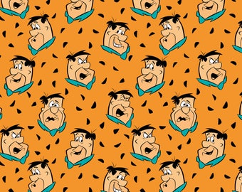 The Flintstones Fred in Orange - Camelot Fabrics - Cotton fabric - Choose your cut