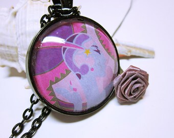 NECKLACE JEWELRY Purple Art Deco Flapper Pendant Large Statement Piece Black Pendant And Chain Gift Idea For Her