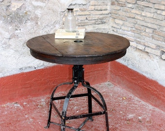 Industrial table Top made with Old wooden Reel | Old wooden Table made by an ancient Reel