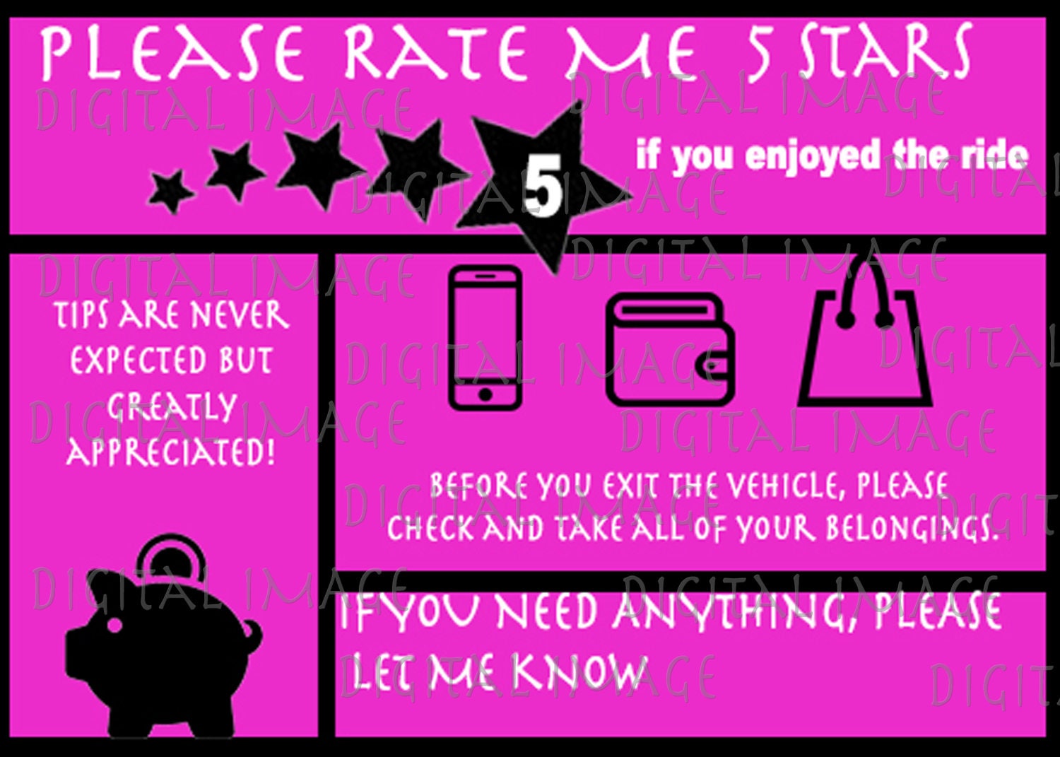 Printable Uber Lyft Sign 5x7