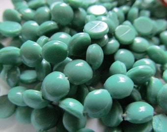 Vintage Glass Beads (24) Green Nailhead Beads