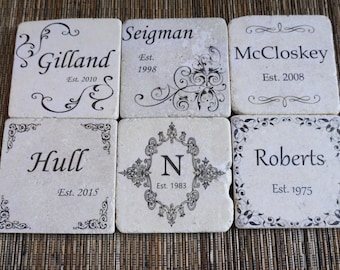 Personalized Tumbled Marble Coasters - Set of 4