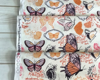 On Sale! Butterfly Sketchbook Orange by Michael Miller Quilting Cotton