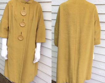 Lilli Ann Coat Blin Blin Wool Mod Yellow Mad Men 50s 60s 1950s 1960s