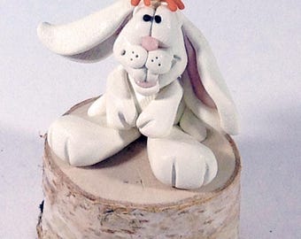 Cute Easter Bunny with chick, a OOAK hand made polymer clay sculpture