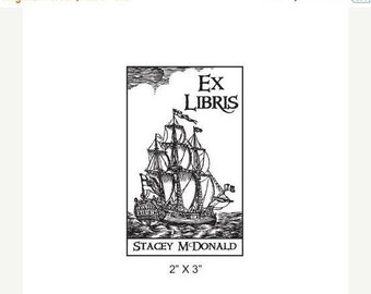 Housewarming sale Mothers Day Sale Custom Nautical Ship Ex Libris Library Stamp Rubber Stamp K12