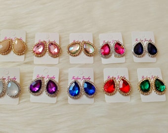 Rhinestone earrings, crystal earrings, small, beautiful, many colors, gift for her, birthday gift, summer earrings