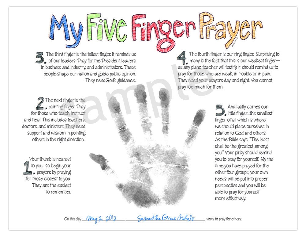 This is a photo of Genius Five Finger Prayer Printable It's just an image of Genius Five Finger Prayer Printable