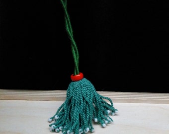 Green Turkmen Tassel Green Loop Ethnic Dance Belts Jean Jackets Fiber Arts Crafts