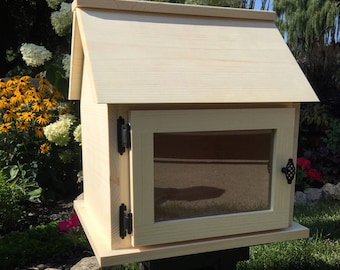 Handcrafted Unfinished *Solid Wood* Little Library Kit. Neighborhood Library KIT. Book Box. Lending Library Exchange. *Ready to Assemble*