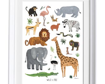 Safari Animals Art Print