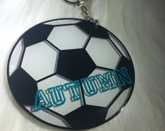 Soccer Ball Keychain -- PERSONALIZED SOCCER GIFTS -- team gifts -- soccer bag tag