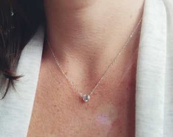 Sterling Silver and Round CZ Link Necklace - also available in 14k yellow gold filled