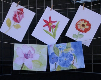 Flowers Watercolor Note Cards (age 9)
