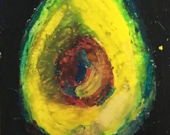 Original ACEO Oil Pastel Painting: Avocado