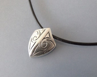 Men's Silver Shield Necklace - silver necklace , for men , celtic necklace , armor pendant, celtic jewelry