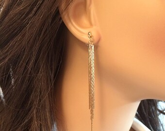 Invisible Clip On Earrings, Non Pierced Earrings, Comfortable Clip On Dangle Earrings for Sensitive Ears, Long Chain Clip Earrings