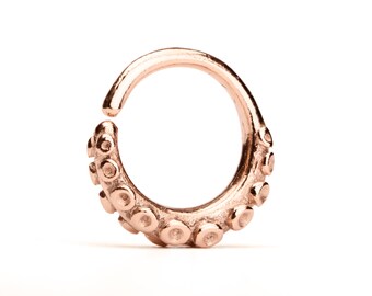 Octopus Tentacle Septum Ring Nose Ring Body Jewelry Rose Gold plated Sterling Silver Bohemian Fashion Indian Style 14g 16g 18g - SE035
