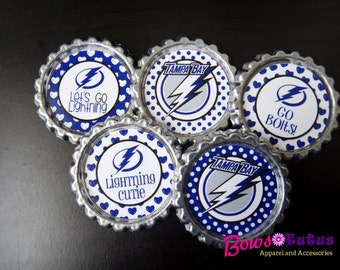 SET of 10 1" Tampa Bay Lightning Bottle Cap Center - Crafting Supply