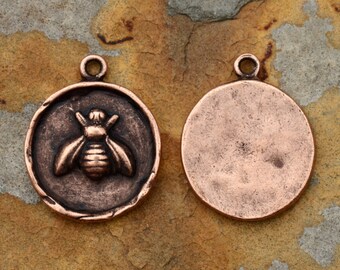 1 Antique Copper Bee Charm 24x20mm Nunn Designs