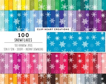 100 Snowflakes pattern digital paper snow digital paper white snowflake clipart paper snowflake pattern winter paper pattern commercial use
