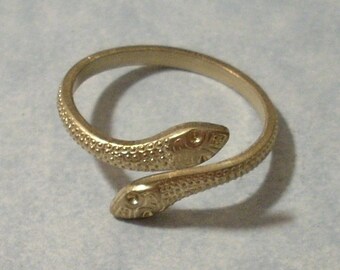 Snake Ring Unfinished Raw Brass Two Headed Snake Ring with Rhinestone Cavities Adjustable Serpent Ring Setting