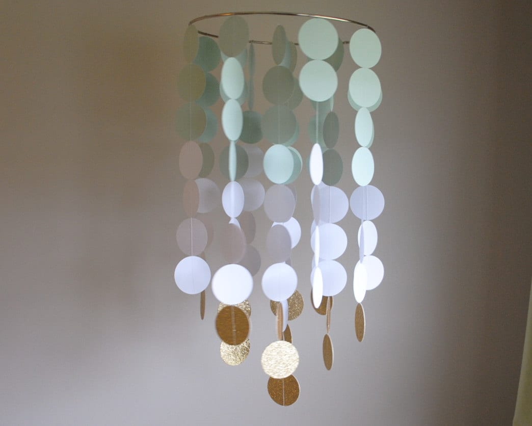 Light Mint Green White Gold Chandelier Mobile Nursery Zoom