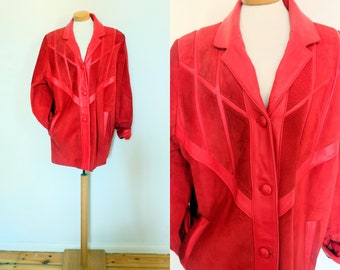 red 80s suede overzize jacket from Spain
