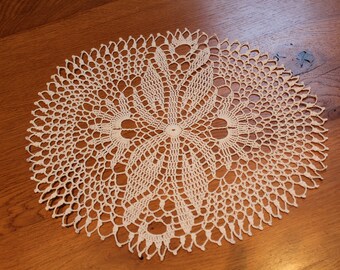 HAND-made model Orchid oval crochet doily