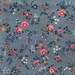 Floral Blue with Pink Fabric, Fat Quarter, Cotton Quilting Fabric, Small Project Supply, Doll Dress Fabric