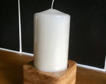 Oak Pillar Candle Holder (Single)
