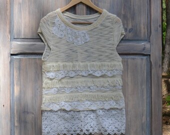 Upcycled blouse hippie bohoM recycled clothing embroidered blouse