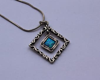 Vintage Sterling Silver and Opal Necklace