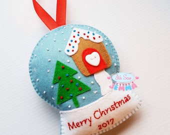 Christmas Snow Globe. Snow Globe Decoration. Felt Snow Globe. Christmas Decoration. Christmas Tree Decoration. Christmas Keepsake.