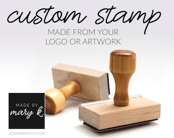 Custom Rubber Stamp, Custom Logo Stamp, Personalized Rubber Stamp with wooden handle. YOUR LOGO / ART on a Rubber Stamp!