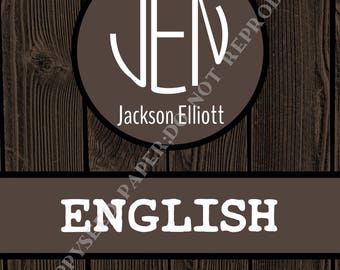 Monogram binder cover and insert, personalized binder cover with monogram and name, binder cover - DIGITAL FILE ONLY