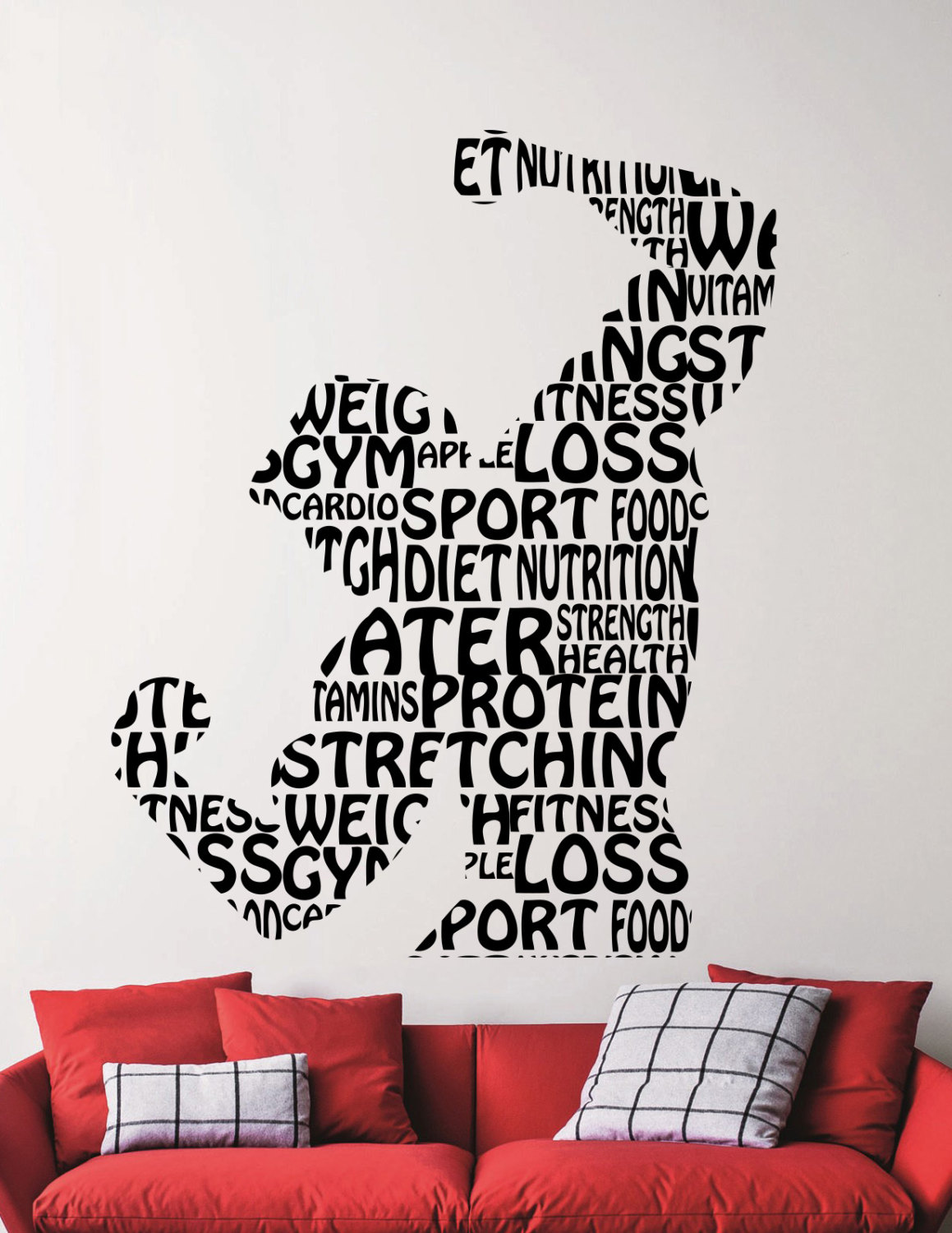 Fitness Wall Decal Gym Vinyl Stickers Sports Room Decor Home