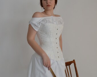 1850's Victorian Corset, Authentic mid bust corset, Historical 19th Century Corset